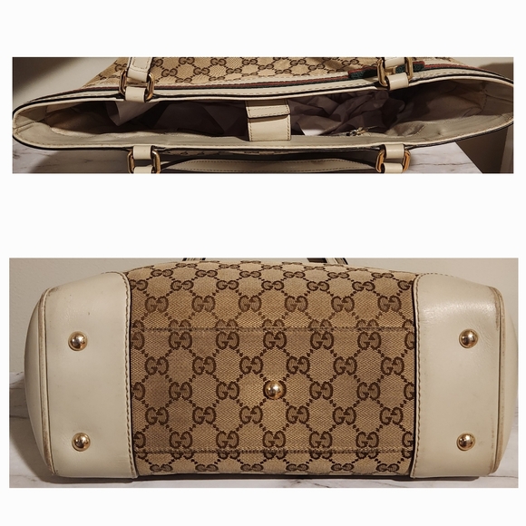 GUCCI GG Canvas and Leather Snap Tote - Picture 9 of 16